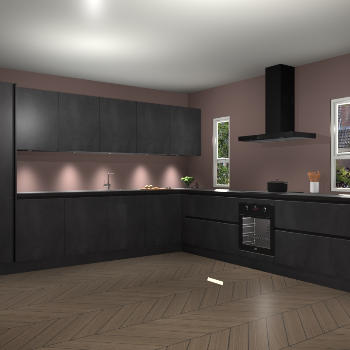 Beton Zwarte greeploze keuken Solola 87853