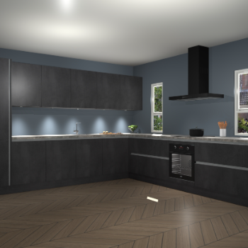 Beton Zwarte greeploze keuken Solola 87856