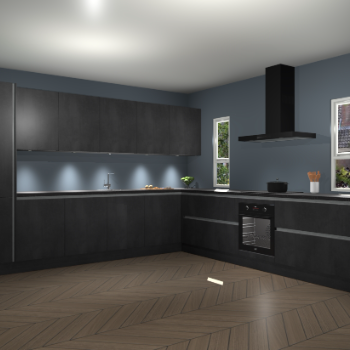 Beton Zwarte greeploze keuken Solola 87907