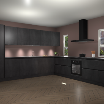 Beton Zwarte greeploze keuken Solola 87910