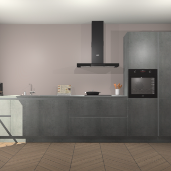 Beton Parelgrijs greeploze keuken Leuven 51115