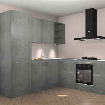 Beton parelgrijs greeploze keuken Turek 83769