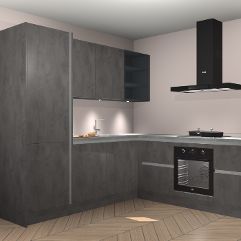 Beton antraciet greeploze keuken Turek 83887
