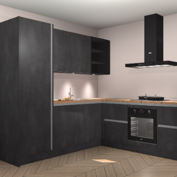 Beton zwarte greeploze keuken Turek 84065