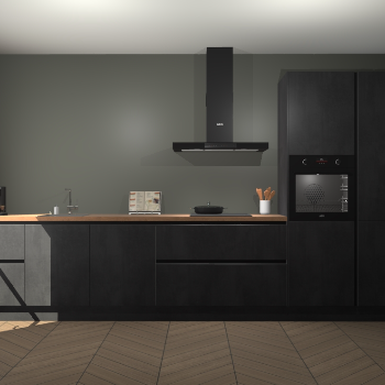 Beton Zwarte greeploze keuken Leuven 51582