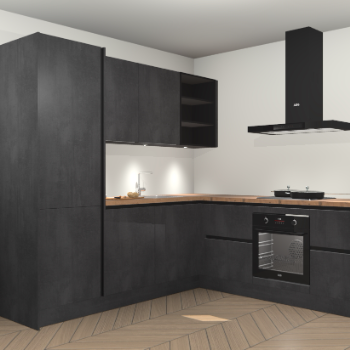 Beton zwarte greeploze keuken Turek 84068