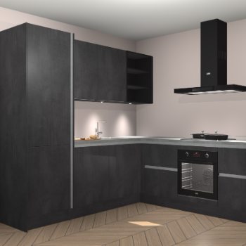 Beton zwarte greeploze keuken Turek 84077