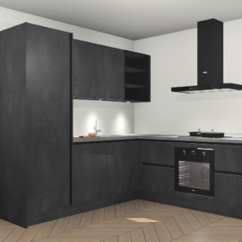 Beton zwarte greeploze keuken Turek 84081