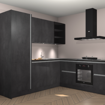 Beton zwarte greeploze keuken Turek 84095