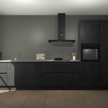 Beton Zwarte greeploze keuken Leuven 51636