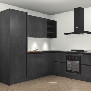 Beton zwarte greeploze keuken Turek 84098