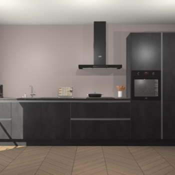 Beton Zwarte greeploze keuken Leuven 51657