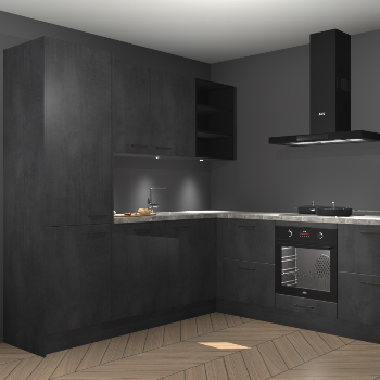 Beton zwarte keuken Turek 84111