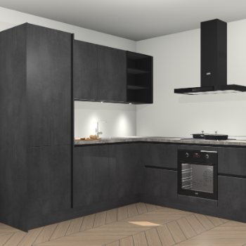 Beton zwarte greeploze keuken Turek 84112