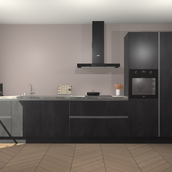 Beton Zwarte greeploze keuken Leuven 51708
