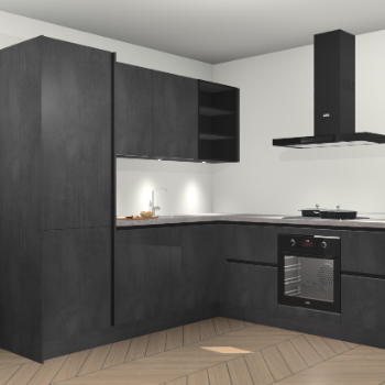 Beton zwarte greeploze keuken Turek 84129