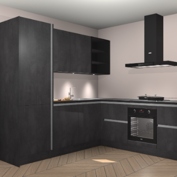 Beton zwarte greeploze keuken Turek 84168