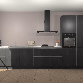 Beton Zwarte greeploze keuken Leuven 51781