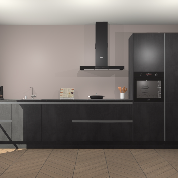 Beton Zwarte greeploze keuken Leuven 51794