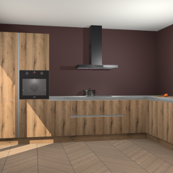 Goud Eiken greeploze keuken Napels 49182