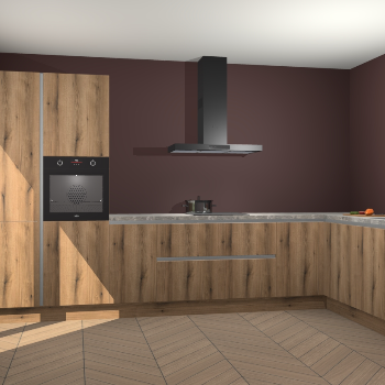 Goud Eiken greeploze keuken Napels 49194