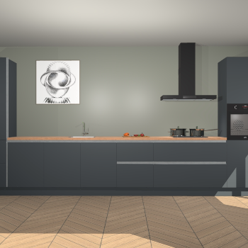 Onyxgrijze greeploze keuken Barentsburg 91571