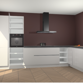 Zijdegrijze hoogglans greeploze keuken Napels 50017