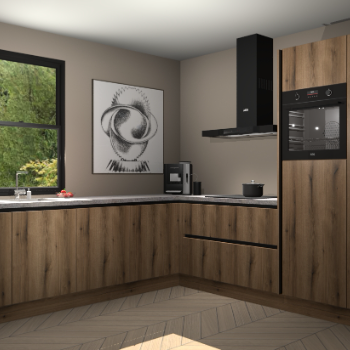 Goud eiken greeploze keuken Portugal 92039