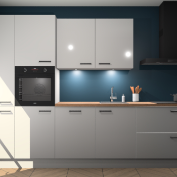 Zijdegrijze hoogglans keuken Groenland 46386