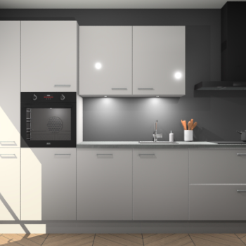 Zijdegrijze hoogglans keuken Groenland 46377