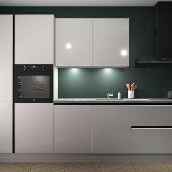 Zijdegrijze hoogglans greeploze keuken Groenland 46381