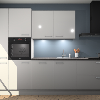 Zijdegrijze hoogglans keuken Groenland 46338