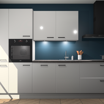 Zijdegrijze hoogglans keuken Groenland 46348