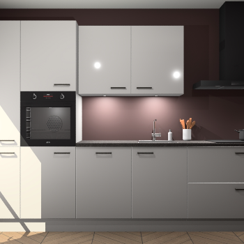 Zijdegrijze hoogglans keuken Groenland 46350