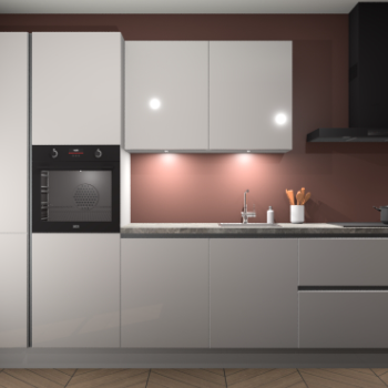 Zijdegrijze hoogglans greeploze keuken Groenland 46259