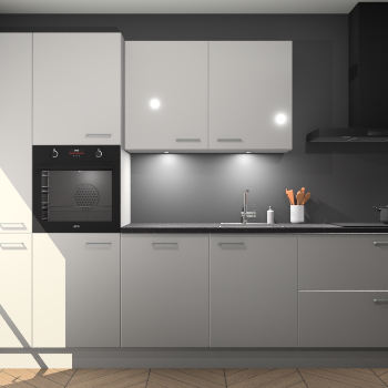 Zijdegrijze hoogglans keuken Groenland 46250