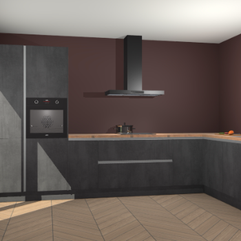 Beton Zwarte greeploze keuken Napels 56350