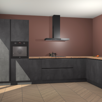 Beton Zwarte greeploze keuken Napels 56354