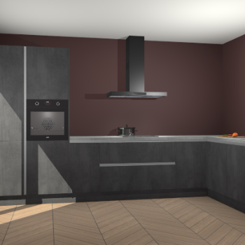 Beton Zwarte greeploze keuken Napels 56430