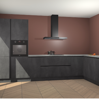 Beton Zwarte greeploze keuken Napels 56433