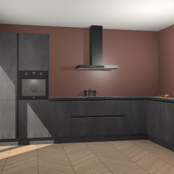 Beton Zwarte greeploze keuken Napels 56457