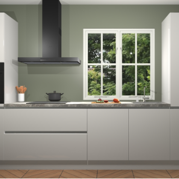 Zijdegrijze Hoogglans Greeploze keuken Taranto 40053