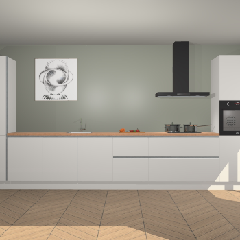 Zijdegrijze hoogglans greeploze keuken Barentsburg 92213