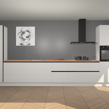 Zijdegrijze hoogglans greeploze keuken Barentsburg 92216