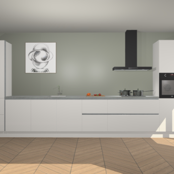 Zijdegrijze hoogglans greeploze keuken Barentsburg 92221