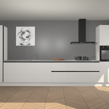 Zijdegrijze hoogglans greeploze keuken Barentsburg 92224