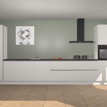 Zijdegrijze hoogglans greeploze keuken Barentsburg 92228