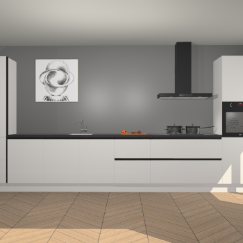 Zijdegrijze hoogglans greeploze keuken Barentsburg 92231