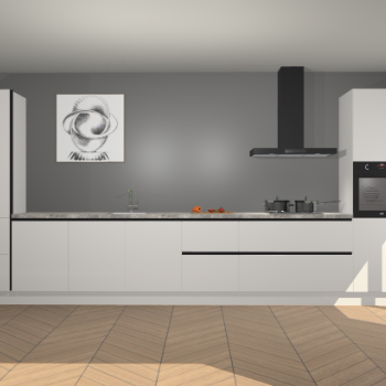 Zijdegrijze hoogglans greeploze keuken Barentsburg 92238