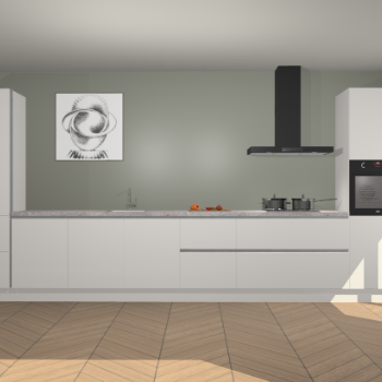 Zijdegrijze hoogglans greeploze keuken Barentsburg 92241